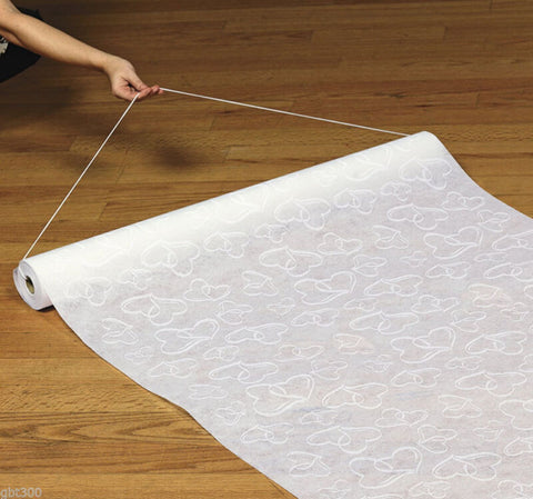 100 FT Heart Print Wedding AISLE RUNNER Long White Bridal Two Hearts Intertwined