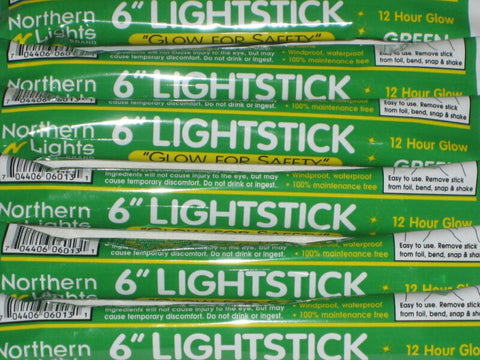 Lot of 15  Emergency Light Sticks 12 Hour GREEN Made in USA