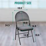 Set of 6 Folding Chairs Fabric Upholstered Padded Seat Metal Frame Home Office