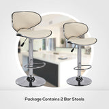 Set of 2 Counter Leather Bar Stools Adjustable Swivel Pub Chair In Multi Colors