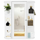 Bathroom Cabinet Single Door Shelves Wall Mount Cabinet W/ Mirror Organizer