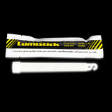 Lumistick Emergency Glow Sticks - 12 6" High Intensity 12hr Chem Lights - White