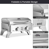 2 Burner Portable Stainless Steel BBQ Table Top Propane Gas Grill Outdoor Camp