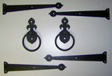 Garage Door Decorative Hardware HEAVY IRON 4-HINGES + 2-PULLS Rosette Style