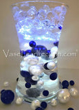 Royal Blue & White Pearls - Jumbo/Assorted Sizes Vase Decorations &Table Scatter