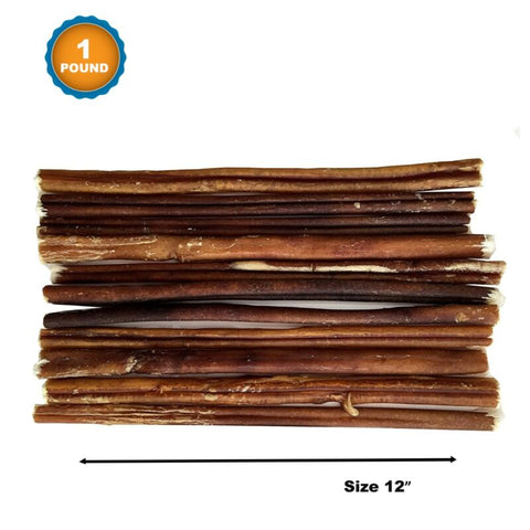 Bully Sticks (1 Lb - 12 inches) Natural Dog Sticks Bully Chews by 123 Treats