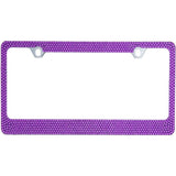 2 PCS 7 Rows PURPLE Bling Diamond Crystal Metal License Plate Frame+Caps