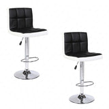 Set of 2 Counter Leather Bar Stools Adjustable Swivel Pub Chair In Multi Colors