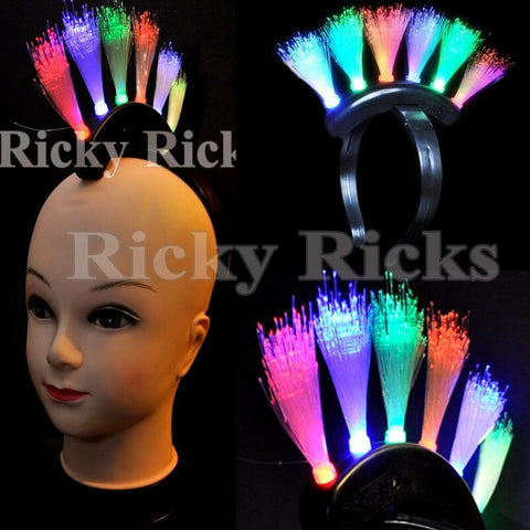 Light-Up Mohawk Headband Fiber Optic LED Reversible Flashing Blinking Band EDC