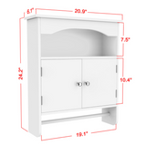 Bathroom Wall Mount Cabinet Medicine Storage Shelf Door Cupboard w/ Towel Bar