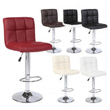 Set of 2 Counter Leather Bar Stools Adjustable Swivel Pub Chair In Multi Colors