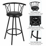 Set of 2 Black Barstools Modern Swivel Rotatable Chairs