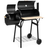 BCP 2-in-1 Charcoal BBQ Grill Smoker w/ Temperature Gauge - Black