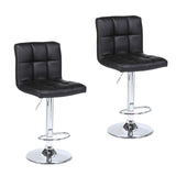 Set Of 2 PCS Adjustable Bar Stools PU Leather Barstools Swivel Pub Chairs