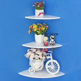 3PCS/Set Wall Corner Shelves White Storage Display Book Rack Stand