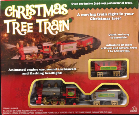 New Light Sounds ANIMATED CHRISTMAS TRAIN SET Holiday Decoration Mounts in Tree!