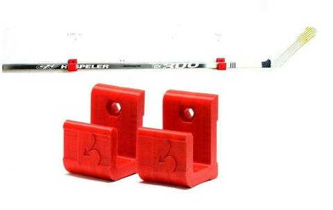 2X RED HOCKEY STICK DISPLAY CASE RACK HOLDER WALL MOUNTED HANGER