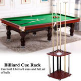 Stainless Steel Cue Rack - 8 Pool Billiard Stick & Ball Floor Stand W/ Ashtray