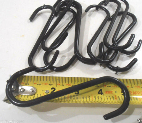 S HOOK LOT OF 50 BLACK PVC COATED (5" ) INCH STEEL  PLANT S-HOOK