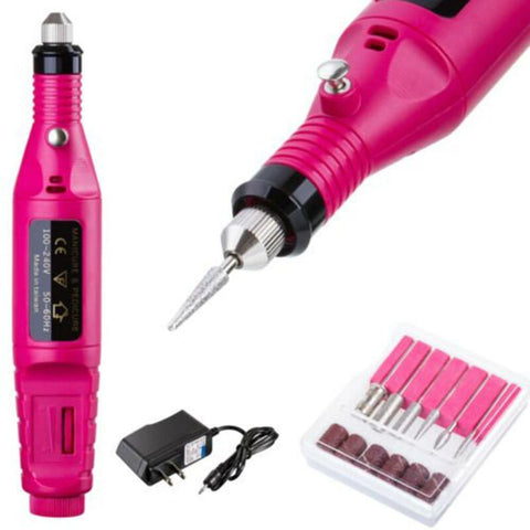 Fast Nail Art Drill KIT Electric FILE Buffer Bits Acrylic Portable Salon Machine