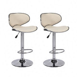 Set of 2 Counter Leather Bar Stools Adjustable Swivel Pub Chair In Multi Colors