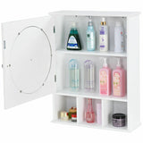 Bathroom Cabinet Mirror Door Wall Mount Storage Wood Shelf White Finish