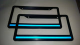 LOT OF 2 Blue Line License Plate Frame thin REFLECTIVE SUPPORT THE POLICE safety