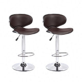 Set of 2 Counter Leather Bar Stools Adjustable Swivel Pub Chair In Multi Colors