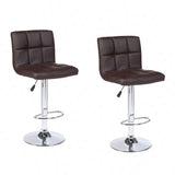 Set of 2 Counter Leather Bar Stools Adjustable Swivel Pub Chair In Multi Colors