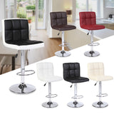 Set of 2 Counter Leather Bar Stools Adjustable Swivel Pub Chair In Multi Colors