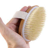 Natural Bristle Wooden Bath Shower Body Back Dry Skin Bath Brush Spa Scrubber