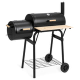 BCP 2-in-1 Charcoal BBQ Grill Smoker w/ Temperature Gauge - Black