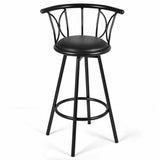 Set of 2 Black Barstools Modern Swivel Rotatable Chairs