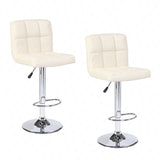 Set of 2 Counter Leather Bar Stools Adjustable Swivel Pub Chair In Multi Colors