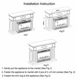 Christmas 28.5" Fireplace Electric Embedded Insert Heater Glass Log Flame