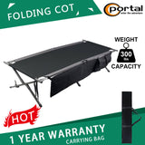 83"XL Heavy Duty Folding Camping Cot Military Bed Outdoor & Side Pocket 300 lbs