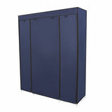 53" Portable Closet Wardrobe Clothes Rack Storage Organizer With Shelf Blue/Gray