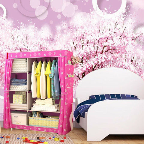 Simple Closet Big Space Storage Rack Cloth Wardrobe Dustproof Cloth Cabinet