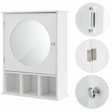 Bathroom Cabinet Mirror Door Wall Mount Storage Wood Shelf White Finish