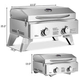 2 Burner Portable Stainless Steel BBQ Table Top Propane Gas Grill Outdoor Camp