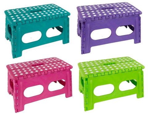 Home Basics NEW Bright Wide Large Folding Step Stool with Non-Slip Dots