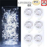 6x 20LEDs 2m Waterproof LED MICRO Silver Copper Wire String Fairy Lights Decor
