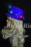 LED Fedora Hat Light-Up Sequins Mens Womens Kids Black Novelty Party Accessories