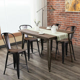 Copper Set of 4 Metal Wood Counter Stool Kitchen Dining Bar Chairs