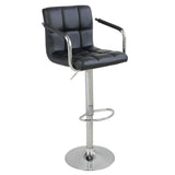 2pcs PU Leather Adjustable Height Swivel Bar Stool /Arms & Chrome Base Black