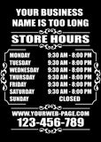 Custom Business Store Hours Sign Vinyl Decal Sticker 12" wide door, window