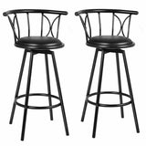 Set of 2 Black Barstools Modern Swivel Rotatable Chairs