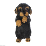 BLACK & TAN puppy dog climbing fence hanging outdoor garden statue patio yard