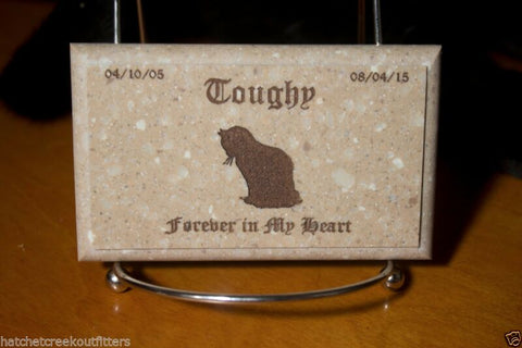 Pet Memorial Grave Marker 5"x3"x0.5" Custom Headstone Stone Dog Cat Bunny Bird