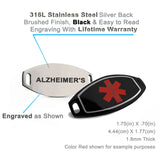 Engraved Alzheimer's, Steel Black ID & Curb Chain